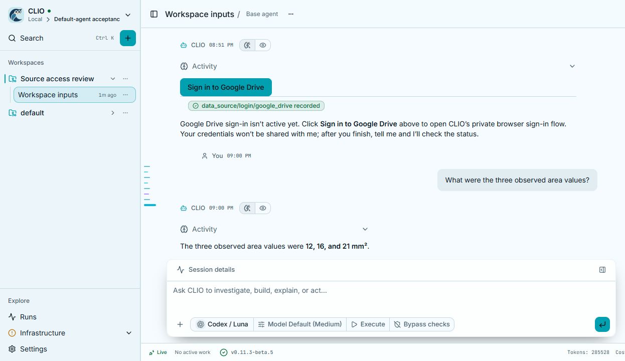Luna’s answer includes a Google Drive sign-in button beside the conversation, outside collapsed Activity